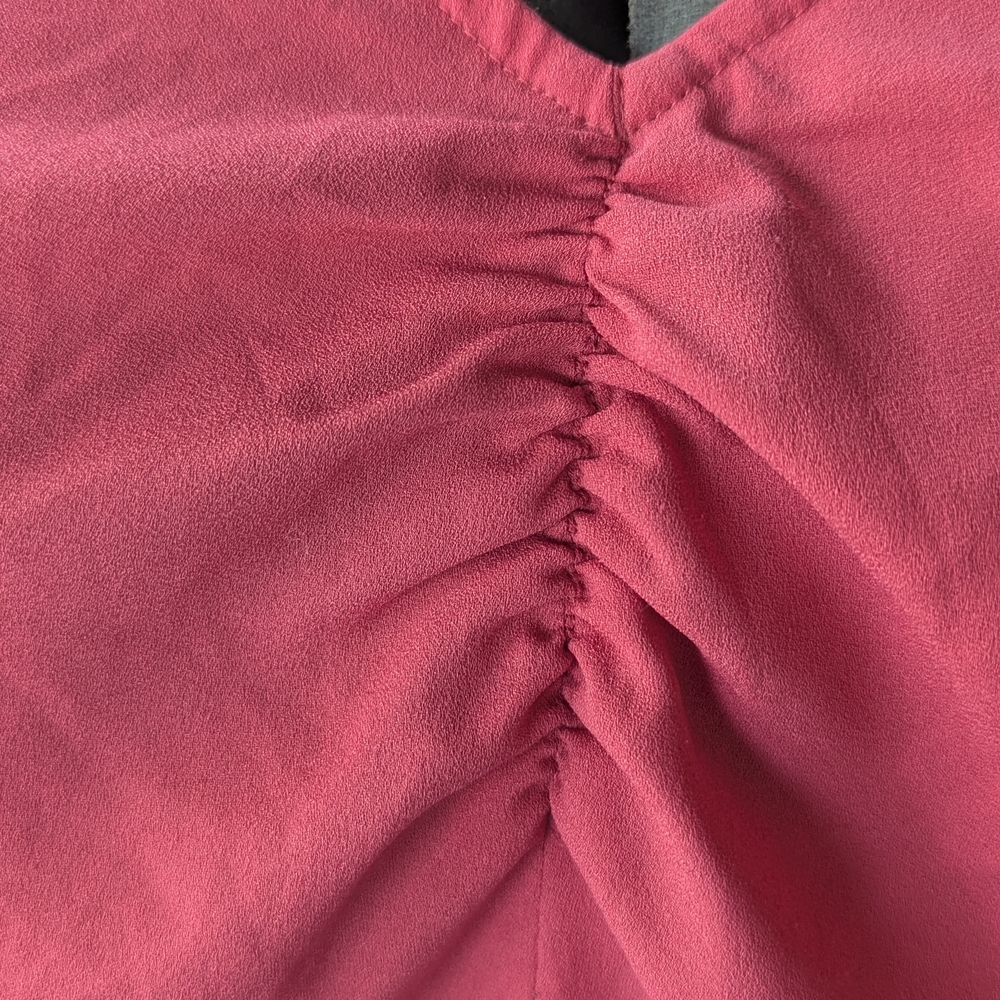 LOFT V-Neck Ruched Blouse in Rose - Picture 4 of 5